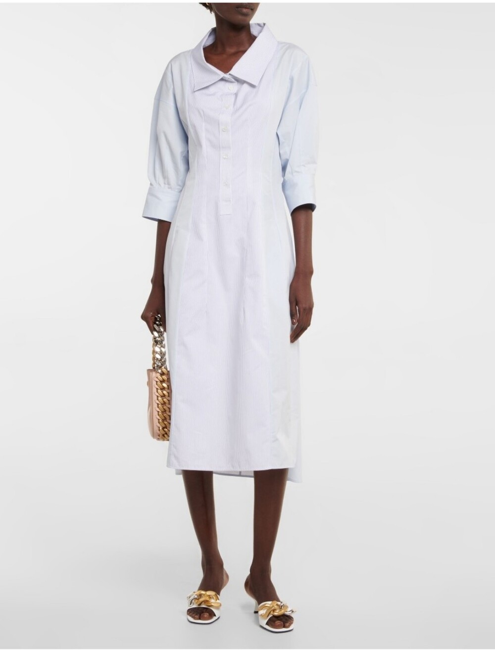 Stella McCartney Pale Blue Midi Shirt Dress 44 NWT